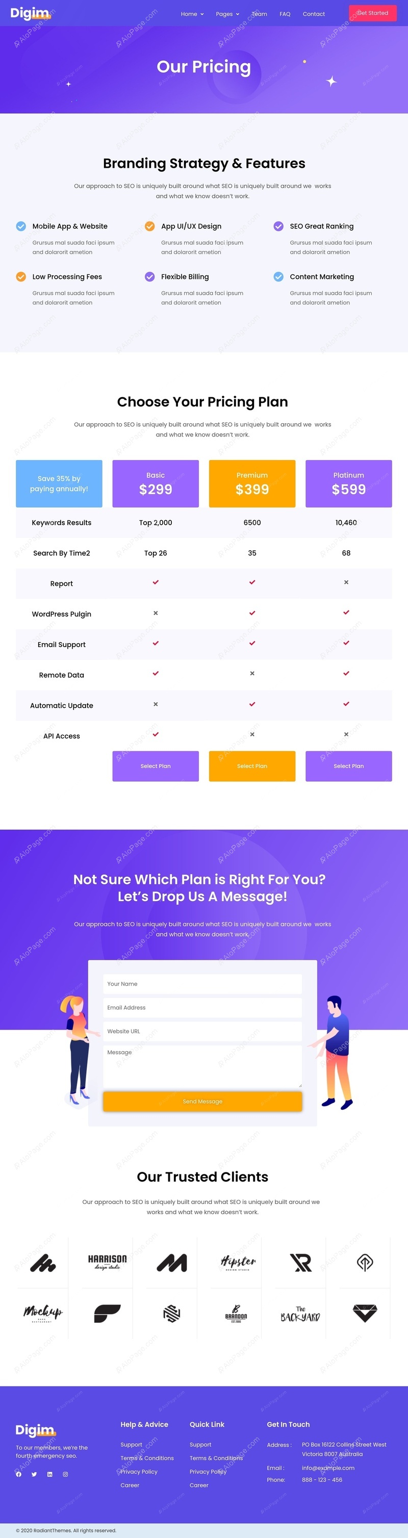 Comprehensive Pricing Plans For Digital Solutions Website Template