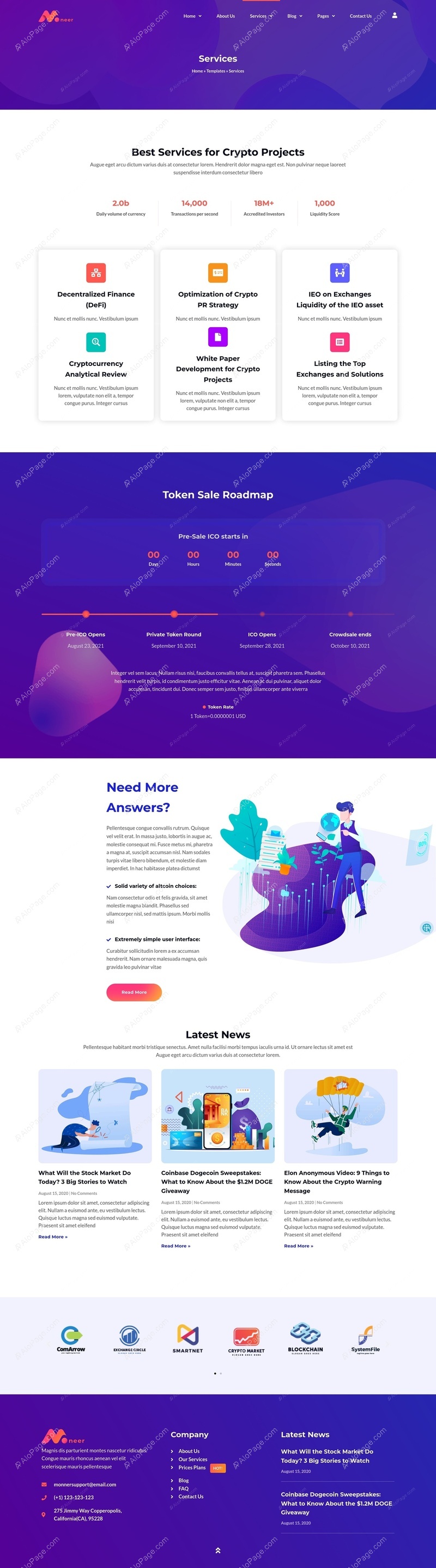 Essential Services For Cryptocurrency Success Website Template