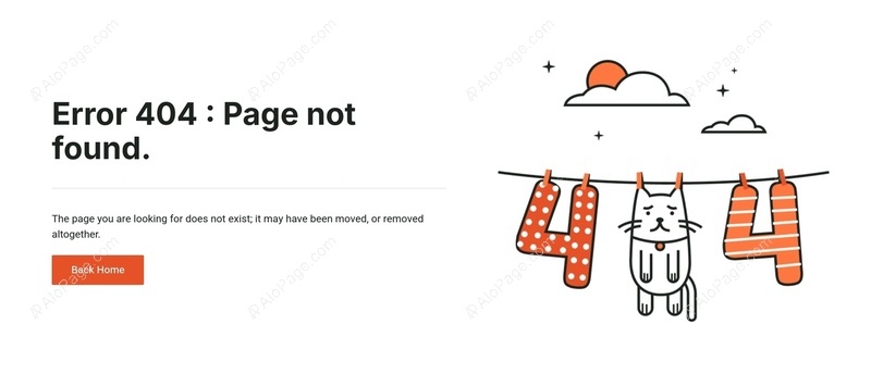 Creative Error 404 Page With Cat Illustration Website Template